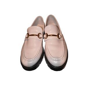 Steve Madden Women's Mistor Loafers white leather Size 9 Gold-tone horse bit har